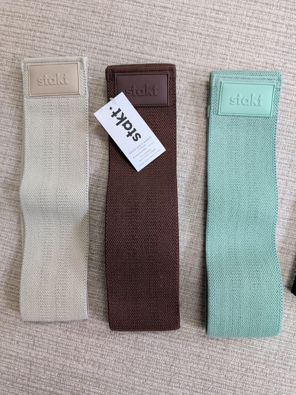 Stakt 3-Pack Resistance Bands — Beige, Brown & Mint